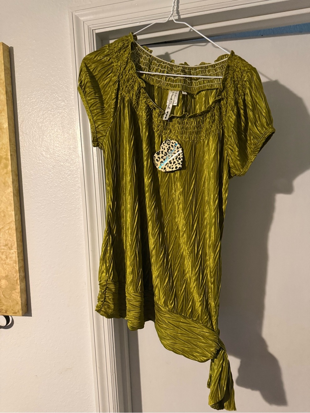 HeartSoul Olive Green Short Sleeve Tie-Hem Blouse